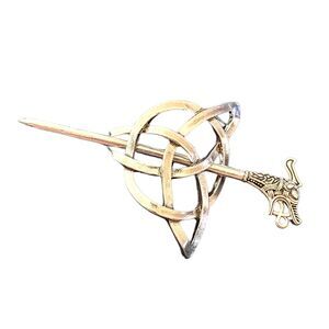 Celtic Trinity Knot Triquetra Hair Slide Silver Alloy Dragon Stick Thick Hair
